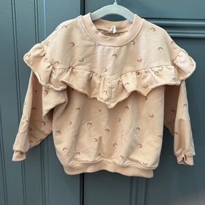 Quincy Mae Ruffle Fleece Sweatshirt, Rainbows (2-3T)